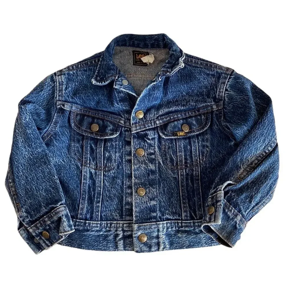 Vintage Lee Kids Jean Jacket made in USA Acid Wash Blue